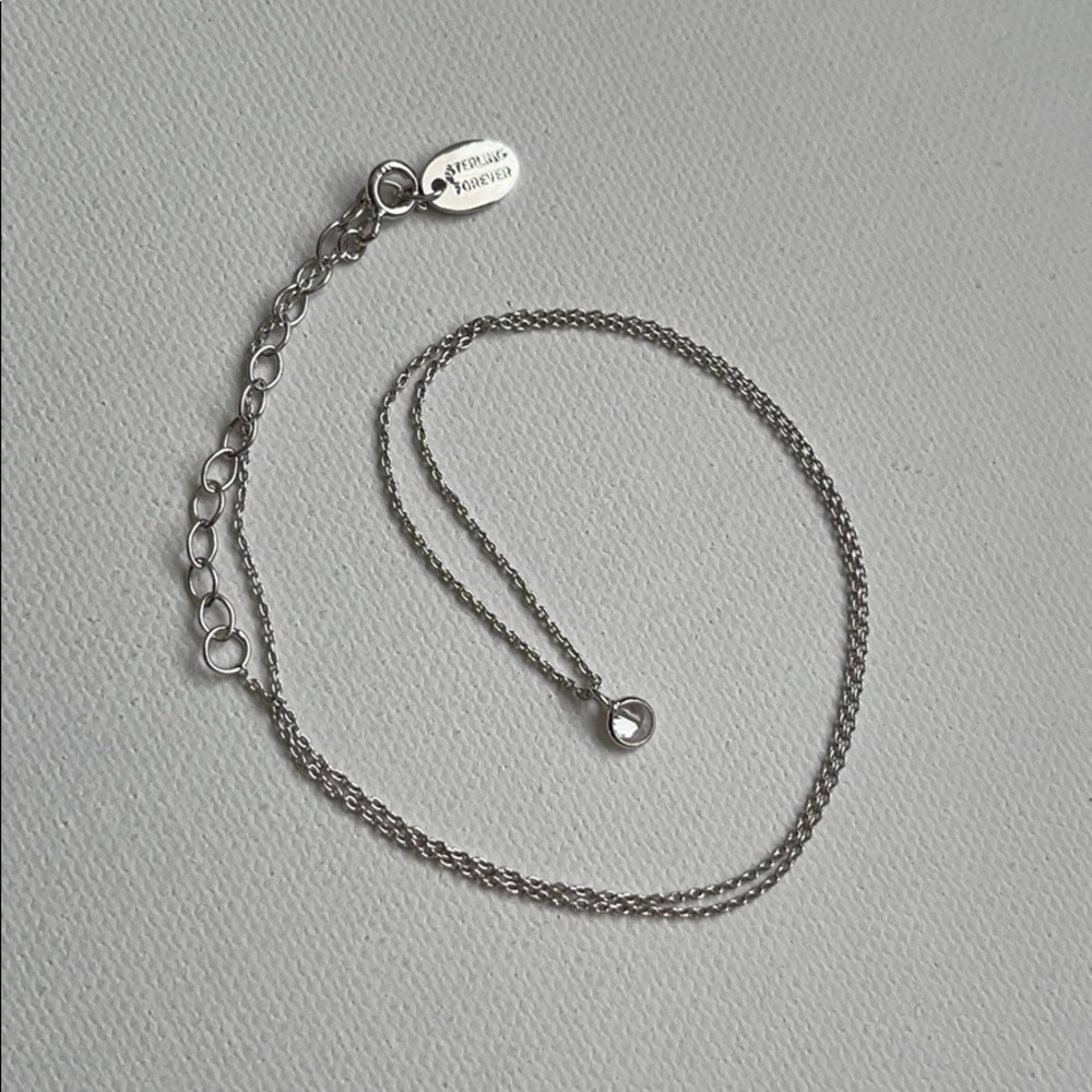 Dainty Sterling Forever Silver & Cubic Zirconia Necklace - Picture 4 of 9